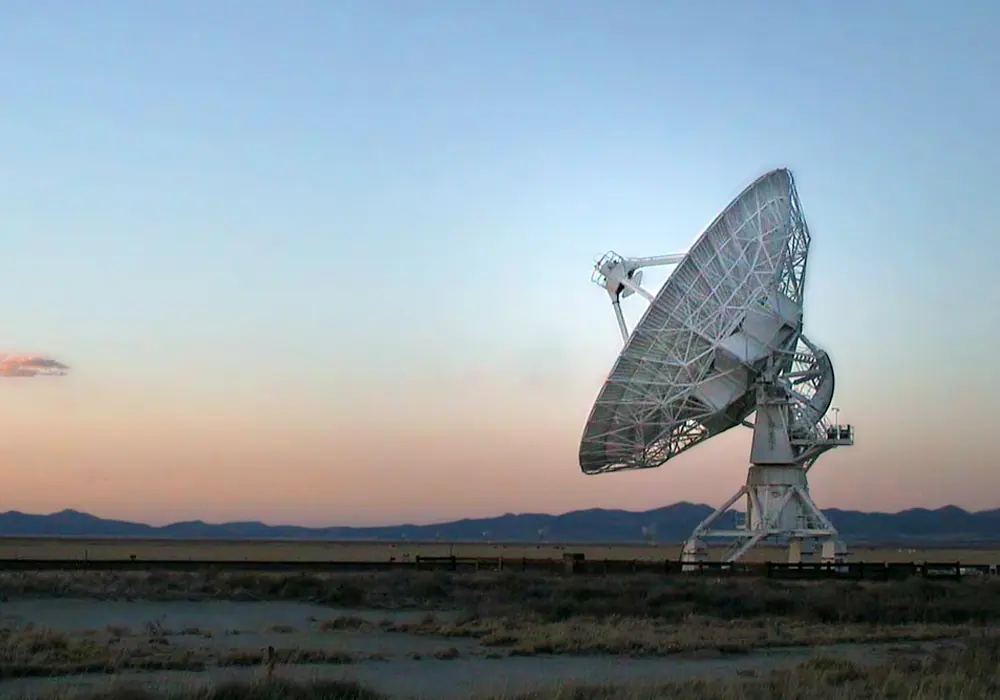 Satellite dish at sunset