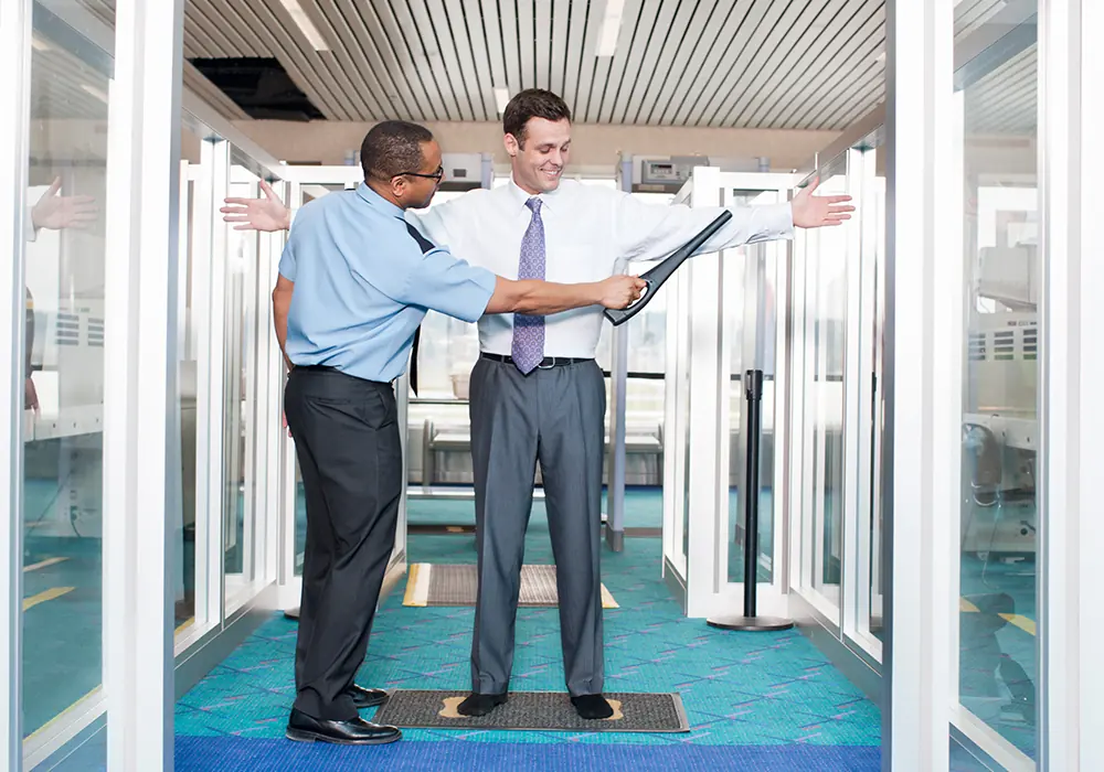 Security screening at an airport checkpoint